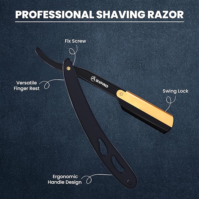 Straight Razors for Men with 20 Straight Edge Razor Blade & Case, Mens Straight Razor for Shaving Navajas Para Barbero Barber Razors for Men, Beard Razor