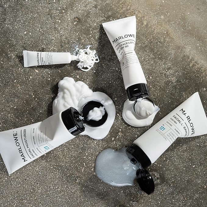 MARLOWE. Men's Face Wash & Scrub Bundle – Daily Cleanser with Natural Extracts + Exfoliating Formula with Fresh Woodsy Scent