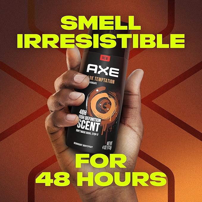 AXE Dual Action Body Spray Deodorant for Long Lasting Odor Protection Dark Temptation Body Spray Deodorant for Men Formulated Without Aluminum 4. 0 oz, Twin Pack
