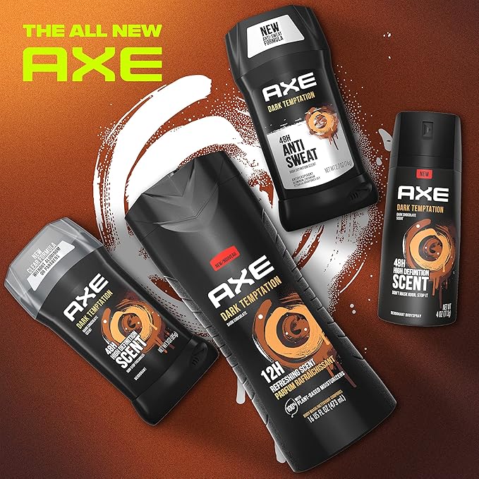 AXE Dual Action Body Spray Deodorant for Long Lasting Odor Protection Dark Temptation Body Spray Deodorant for Men Formulated Without Aluminum 4. 0 oz, Twin Pack