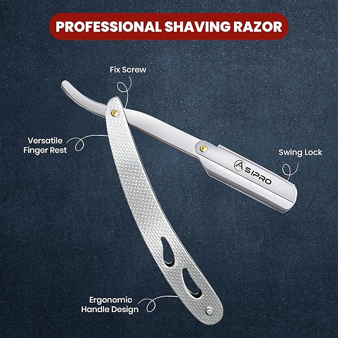 Straight Razors for Men with 20 Straight Edge Razor Blade & Case, Mens Straight Razor for Shaving Navajas Para Barbero Barber Razors for Men, Beard Razor