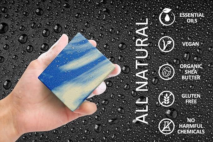 NATURAL AMERICAN SOLDIER Mens Bar Soap - Masculine Scents, 100% Natural Soap for Men - Essential Oils, Organic Shea Butter - Made in USA, Man Body Wash - 5 oz (6pk)